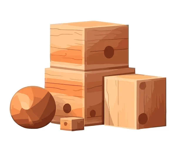 Skládané Dřevěné Bloky Ikona Hračky Izolované — Stockový vektor