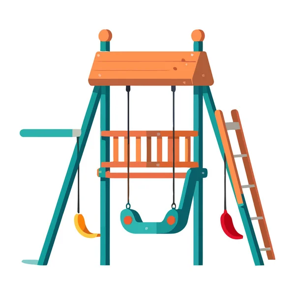 多色游乐场设备图标上的儿童摆动 — 图库矢量图片