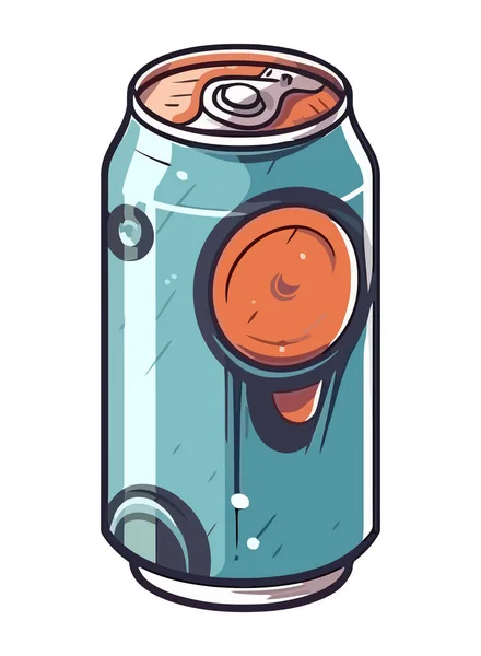 Refrigerante Metálico Pode Gotas Refrescante Cola Ícone Líquido Isolado —  Vetores de Stock