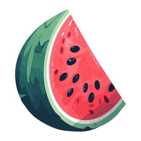 Sappige Watermeloen Plak Zomer Verfrissing Snack Icoon Geïsoleerd — Stockvector