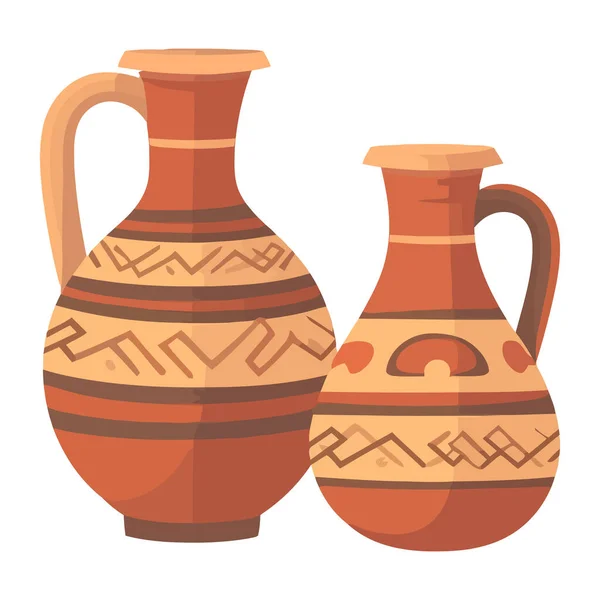 Utsmyckad Keramik Forntida Inhemska Kulturer Ikon Isolerad — Stock vektor
