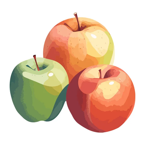 Manzanas Orgánicas Jugosas Sobre Fondo Blanco Icono Aislado — Archivo Imágenes Vectoriales