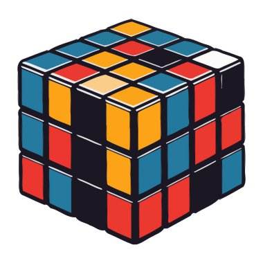 Çok renkli oyuncak rubik küp simgesi izole edildi