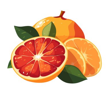 Taze portakal dilimi, sağlıklı beslenme ikonu izole edilmiş.