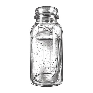 Şeffaf cam şişe taze sıvı içecek ikonu izole