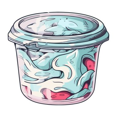 Plastik kavanozda mavi sıvı ve kapak simgesi