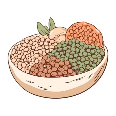 Organik tohum ikonu izole edilmiş taze vejetaryen yemeği.