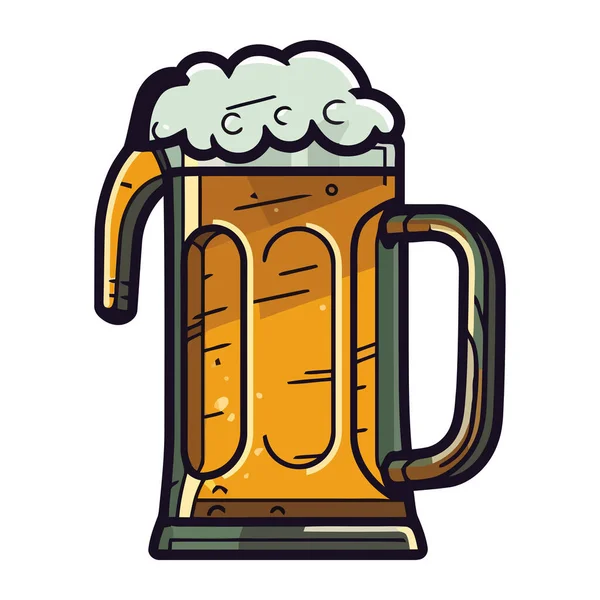 Cerveza Espumosa Vidrio Pinta Oro Simboliza Icono Celebración Aislado — Vector de stock