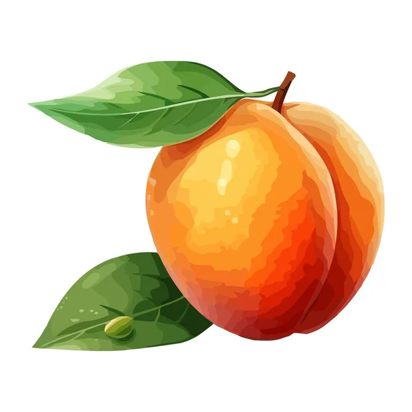 Icono Ilustración Fruta Fresca Melocotón Aislado — Vector de stock