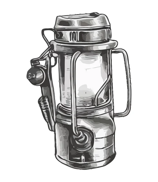 Lanterne Métallique Ancienne Avec Poignée Icône Verre Isolée — Image vectorielle