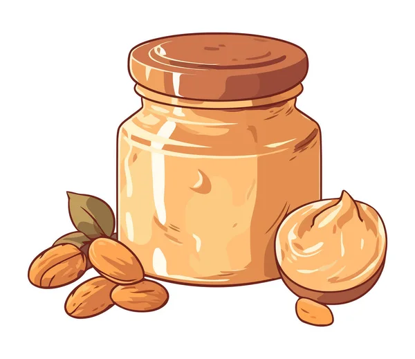 Manteiga Amendoim Fresca Frasco Ícone Sobremesa Orgânica Isolada — Vetor de Stock