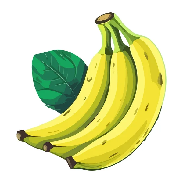 Plátano Bocadillos Frescos Orgánicos Icono Alimentos Aislados — Vector de stock