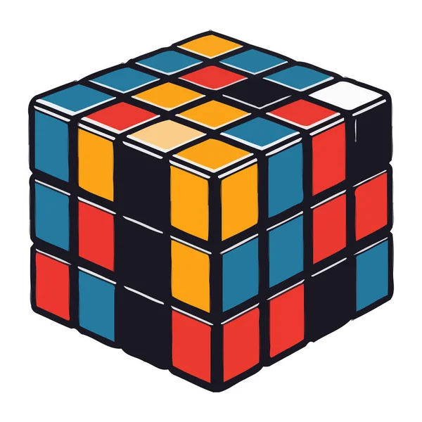 Multi Gekleurde Speelgoed Rubik Kubus Pictogram Geïsoleerd — Stockvector