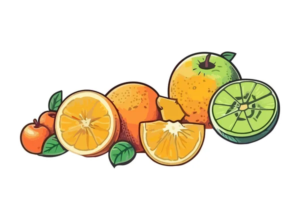Čerstvé Citrónové Plátky Zralé Šťavnaté Citrusové Ikony Izolované — Stockový vektor