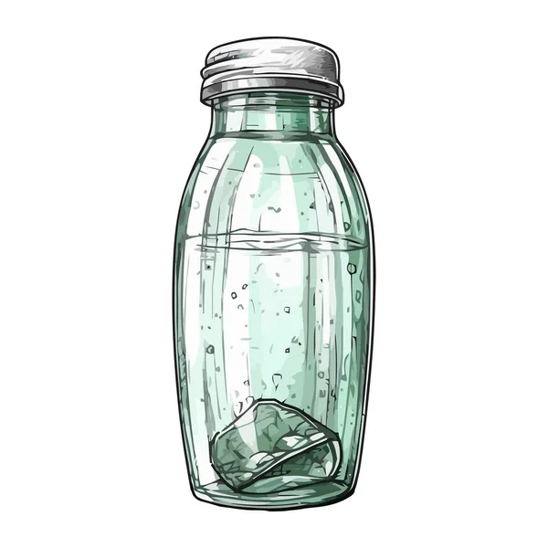 Bottiglia Vetro Trasparente Con Acqua Fresca Purificata Icona Isolata — Vettoriale Stock