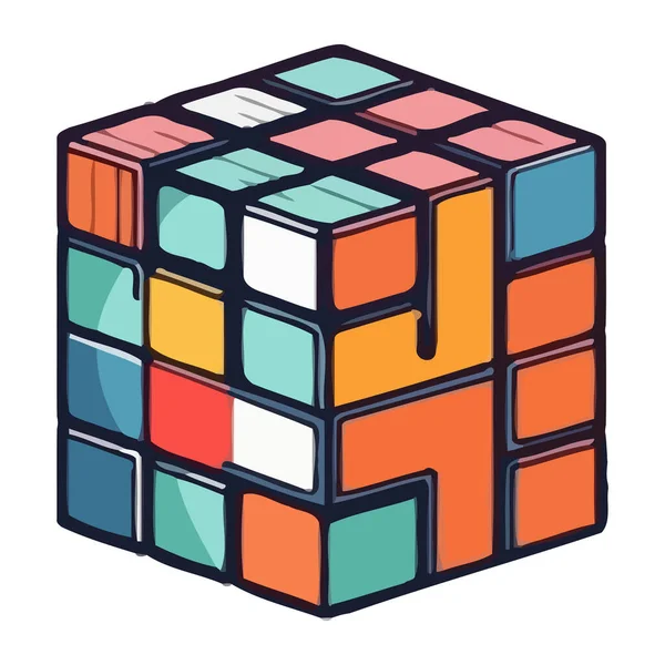 Kul Leksak Rubik Kub Ikon Isolerad — Stock vektor