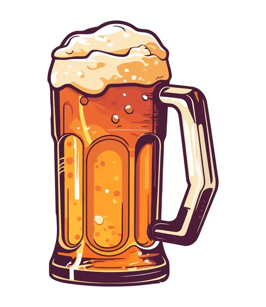 Bière Mousseuse Verre Doré Icône Célébration Parfaite Isolée — Image vectorielle