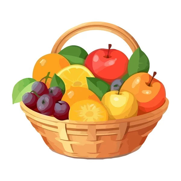 Icône Panier Fruits Bio Frais Isolé — Image vectorielle