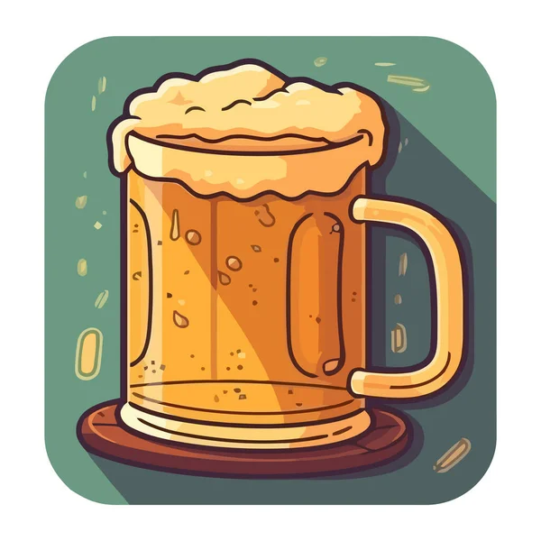 Bière Froide Dans Une Pinte Icône Verre Isolé — Image vectorielle