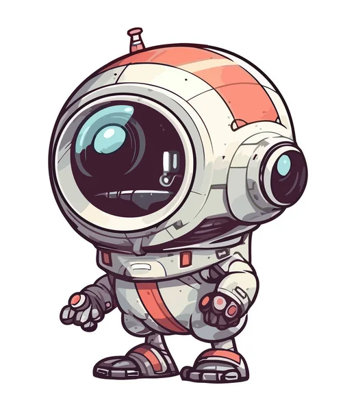 Futuristic Astronaut Mascot Standing Icon Isolated — Stock Vector