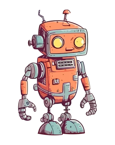 Lindo Robot Juguete Pie Icono Aislado — Archivo Imágenes Vectoriales