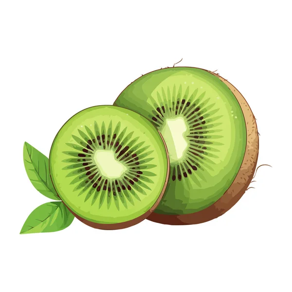 Świeże Dojrzałe Ikony Owoców Kiwi Izolowane — Wektor stockowy