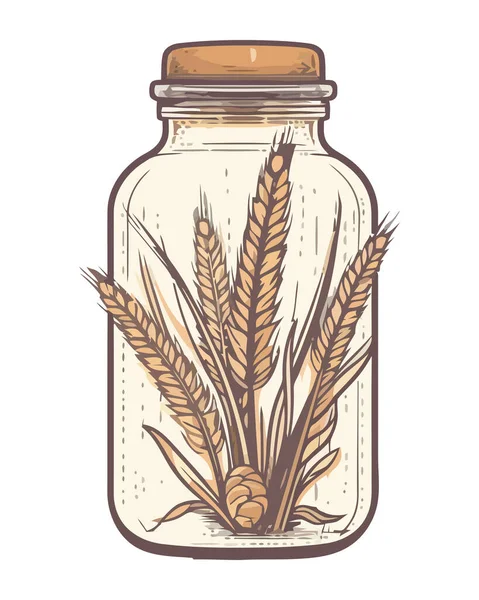 Bio Weizen Und Gerstenmehl Glas — Stockvektor