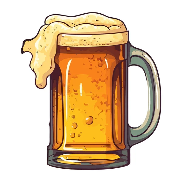 Pěnivé Pivo Zlaté Půllitrové Skleněné Oslavě — Stockový vektor
