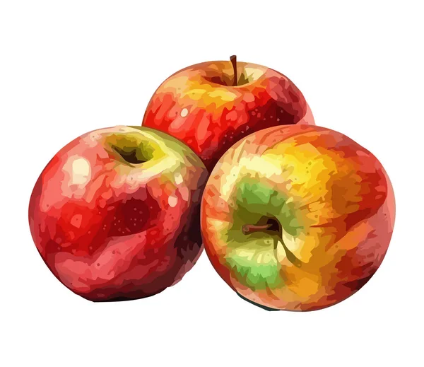 Соковиті Яблука Білому Фоні Ізольовані — стоковий вектор