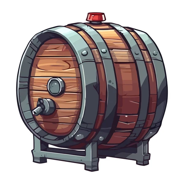 Old Fashioned Whiskey Keg Wood Barrel Container Icon Isolated — Stock Vector