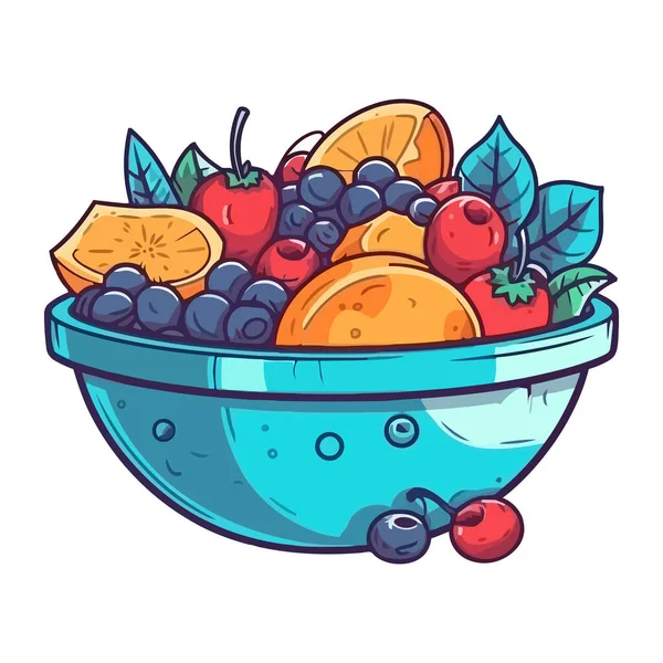 Φρέσκα Βιολογικά Φρούτα Μπολ Ώριμα Τροφίμων Εικονίδιο Απομονωμένο — Διανυσματικό Αρχείο