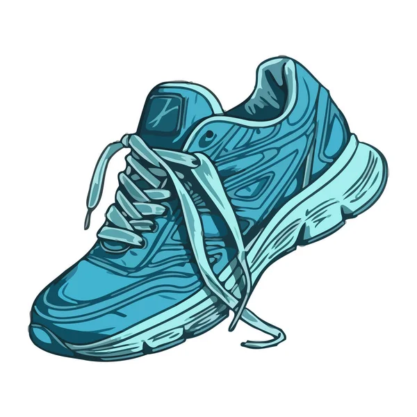 Diseño Zapato Deportivo Con Icono Cordones Azules Aislado — Vector de stock