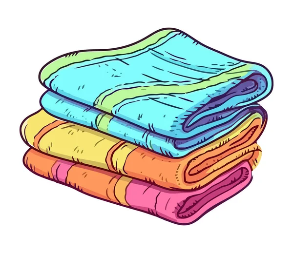 Czyste Ręczniki Ułożone Ikonie Higieny Izolowane — Wektor stockowy