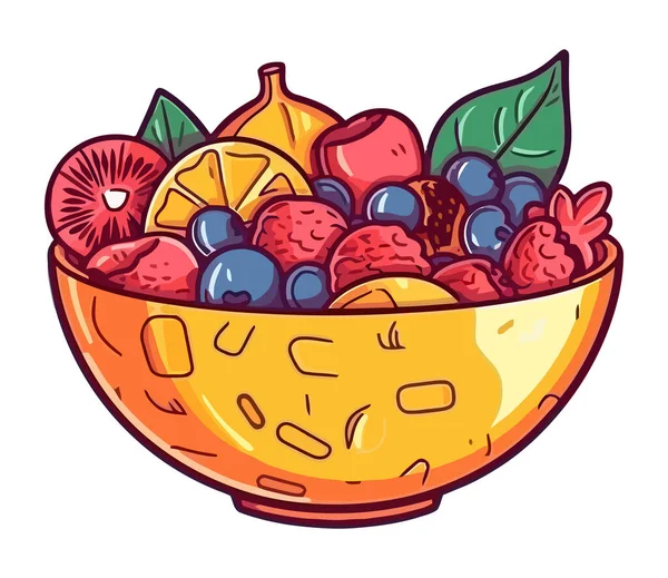 Frutas Bayas Jugosas Lindo Icono Cesta Aislado — Archivo Imágenes Vectoriales