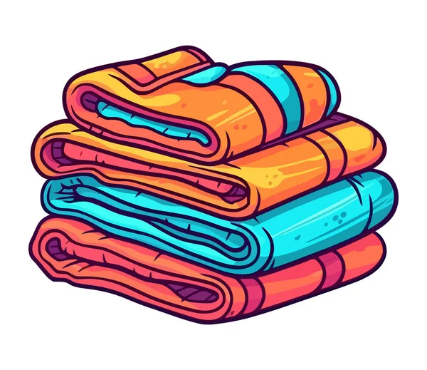 Stack Folded Towels Isolated Illustration Icon — Stock Vector