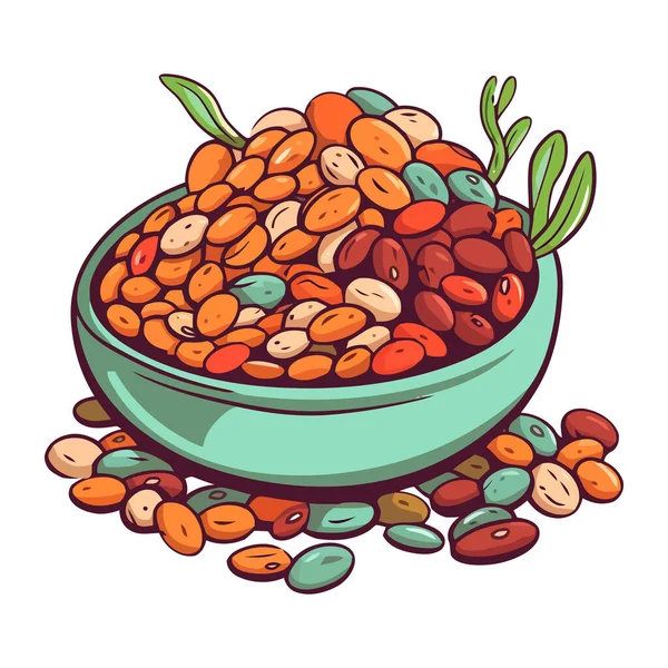 Fresh Organic Seeds Bowl Vegetarian Snack Meal Icon Isolated — Stock Vector