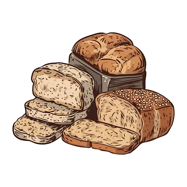 Gesunde Mahlzeit Bio Brot Und Snacks — Stockvektor