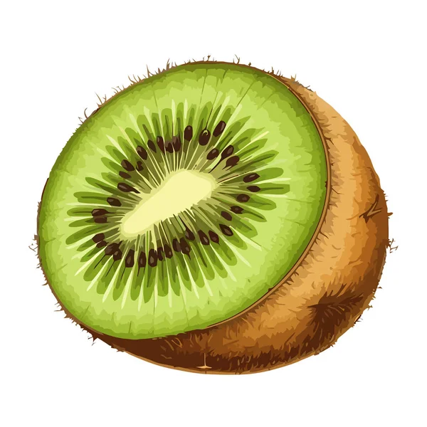 Érett Gyümölcs Kiwi Friss Egészséges Ikon Elszigetelt — Stock Vector