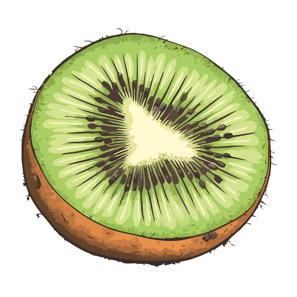 Čerstvé Organické Kiwi Zralé Šťavnaté Plátek Ikony Izolované — Stockový vektor