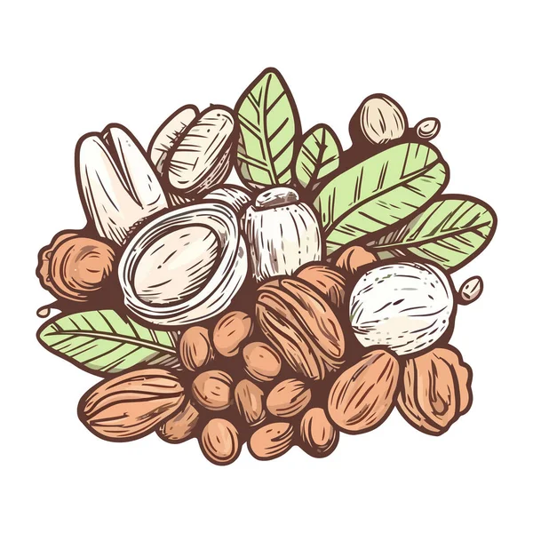 Icono Ilustración Snack Semillas Orgánicas Frescas Aisladas — Archivo Imágenes Vectoriales
