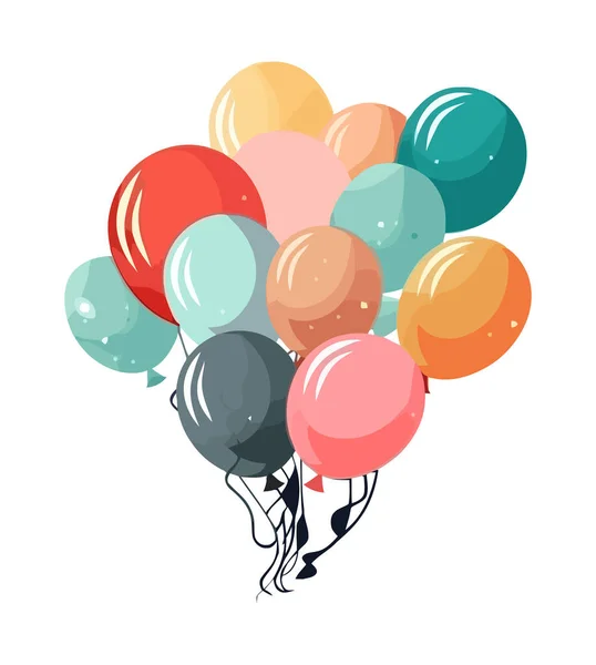Voando Multi Colorido Balões Hélio Ícone Isolado —  Vetores de Stock