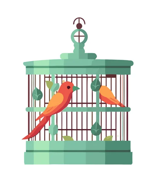 Kafesteki Şirin Kuş Kafesi Ikonu Izole Edildi — Stok Vektör