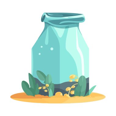 Bitkiler doğa ve geri dönüşüm torbası simgesi izole