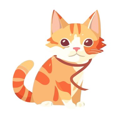 Oyuncak ile oturan sevimli kedi yavrusu, neşeli ve oyuncu ikon izole