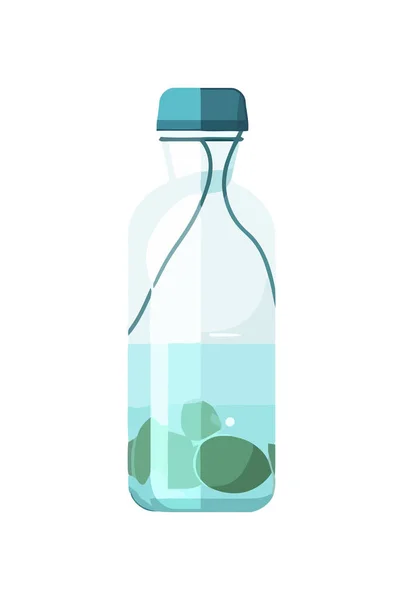 Botella Vidrio Transparente Con Icono Agua Dulce Azul Aislado — Vector de stock