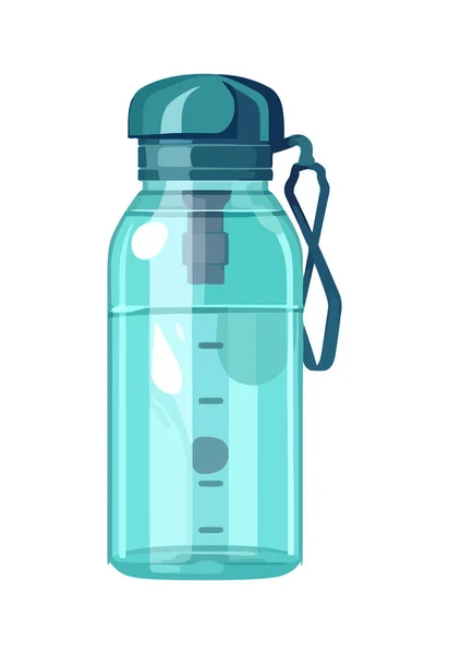 Transparente Glasflasche Mit Blauem Flüssigkeitssymbol Isoliert — Stockvektor