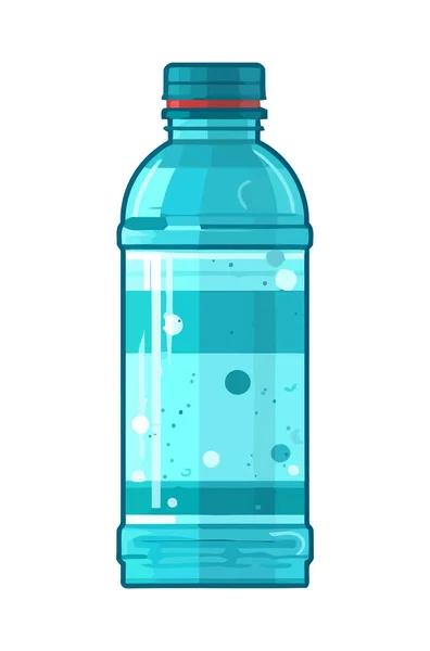Purified Water Glass Bottle Blue Cap Icon Isolated — Stock Vector