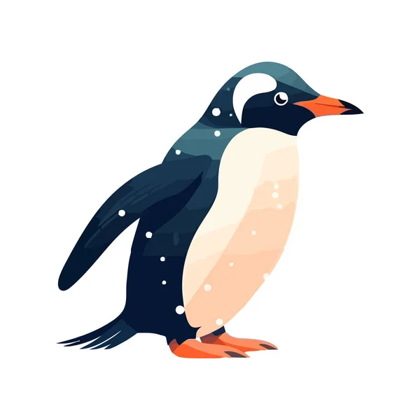 Roztomilý Tučňák Arktické Pól Zvíře Ikona Izolované — Stockový vektor