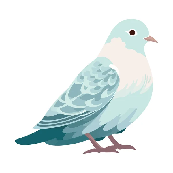 Beyaz Arkaplan Simgesine Tüneyen Sevimli Güvercin Izole Edildi — Stok Vektör