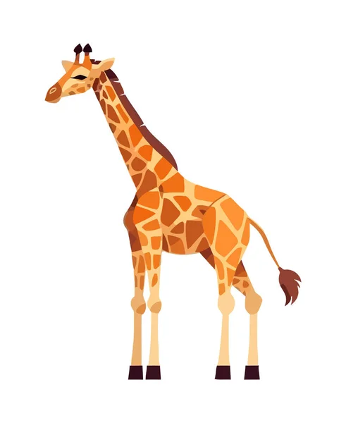 Girafe Mignonne Debout Sur Fond Blanc Icône Isolé — Image vectorielle